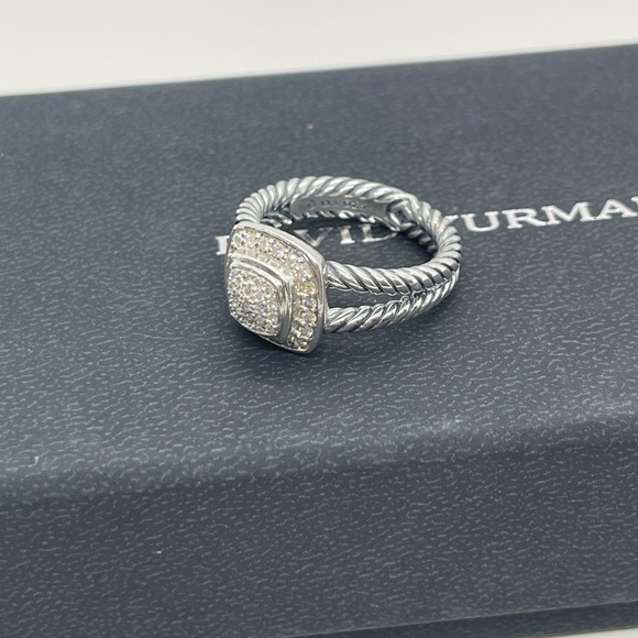 David Yurman Petite Albion Ring Sterling Silver with Pavè Diamonds - Picture 12 of 16